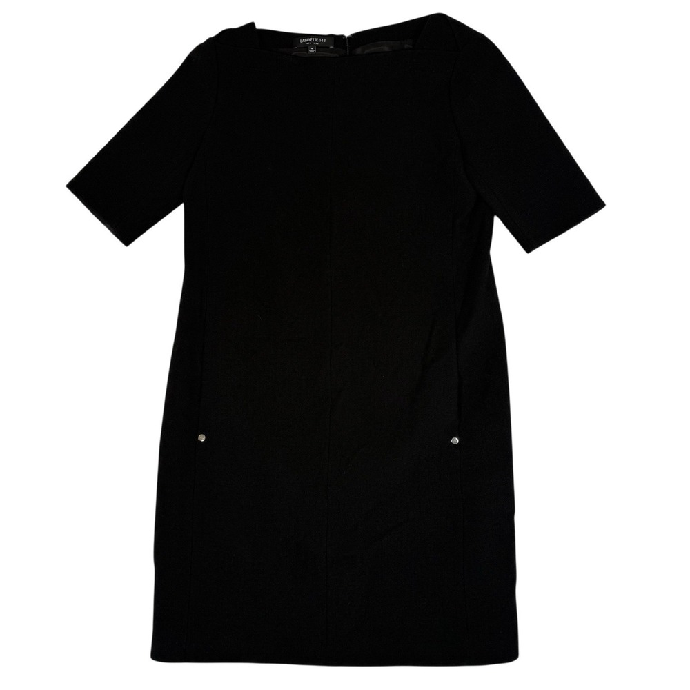 Lafayette‎ 148 New York Dress Womens 4 Black Wool Classic Career Cocktail LBD